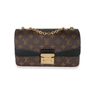 Louis Vuitton Black Leather Monogram Canvas Marceau Bag
